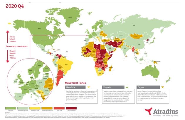 Atradius Q4 2020 Country Risk Map
